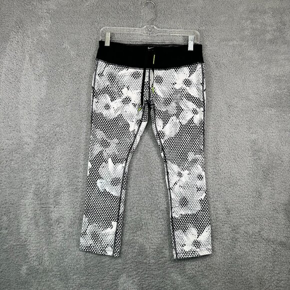 Nike Pants - Nike Dri Fit Epic Running Crop Tight Black White Women's Size M